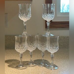 Cristal d'Arques-Durand Longchamp Tall Water Goblets Wine Glass Set 6 / 6.5”/4oz